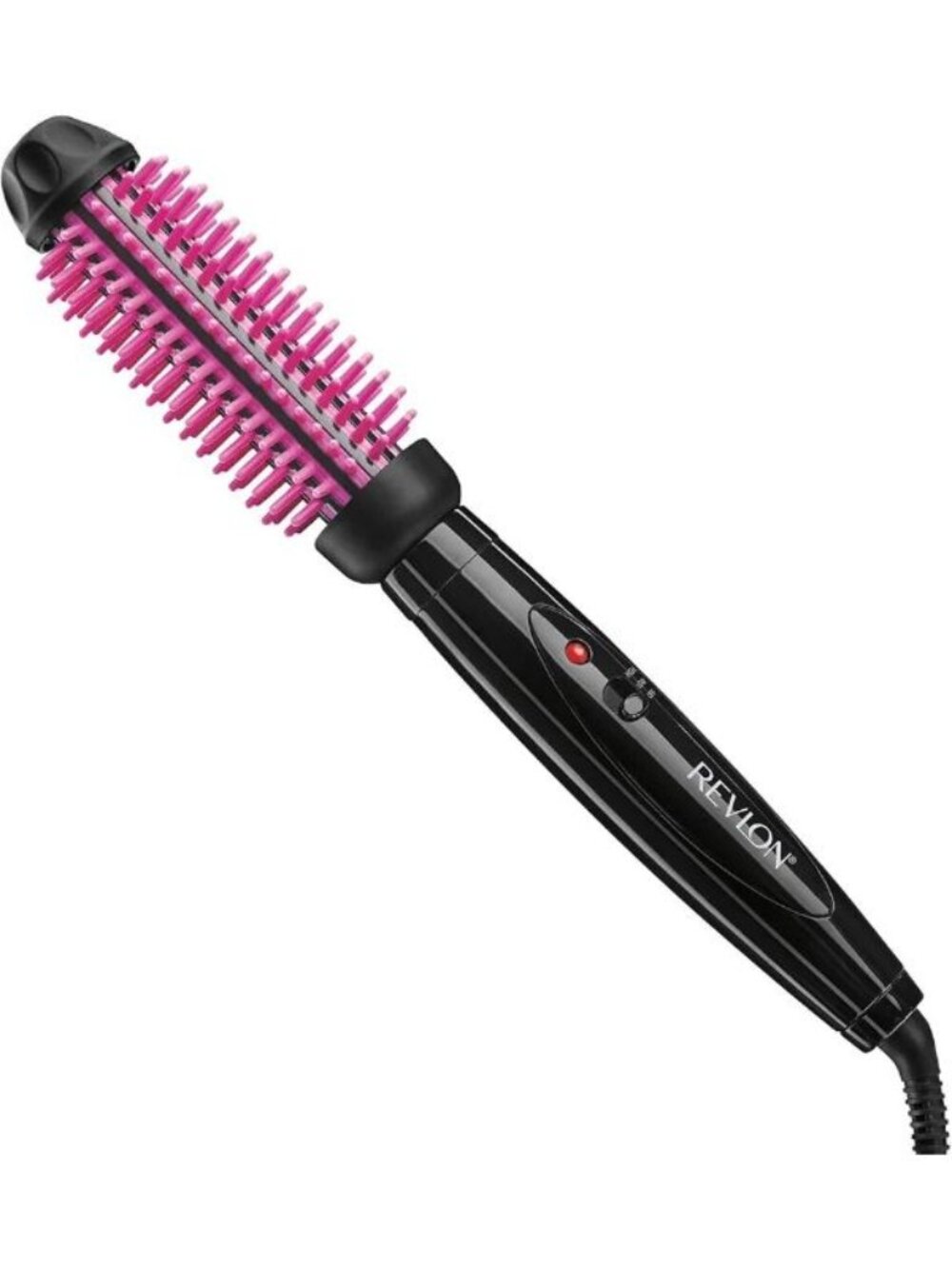 REVLON Heated Hair Styling Brush, 1" Barrel, Silicone Bristles, Black/Pink